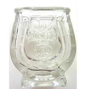 Vintage Jim Beam Horse Shoe Toothpick Match Holder Glass Tableware Decor